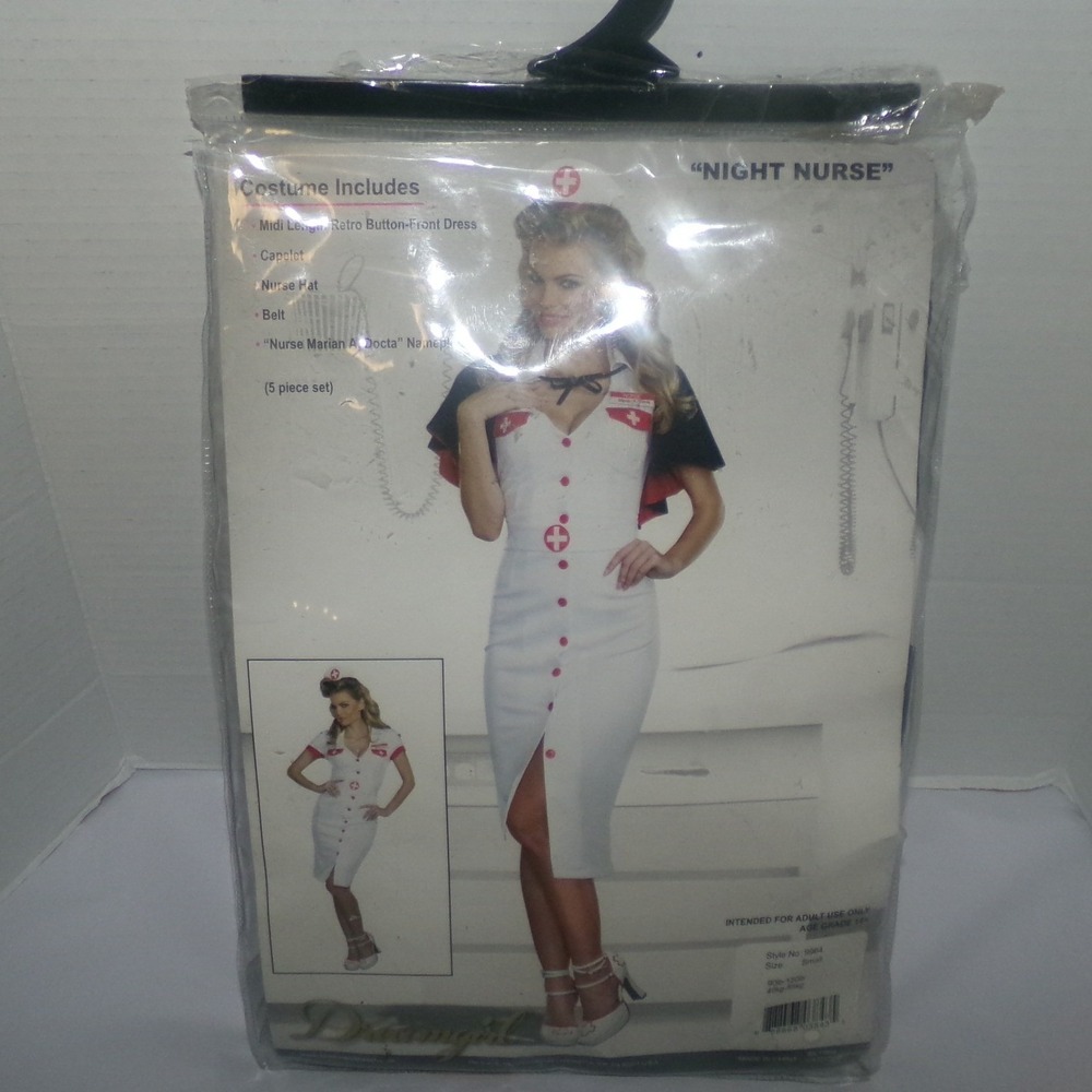 Dreamgirl Night Sz Small "Night Nurse" Costume Midi Dress Cape